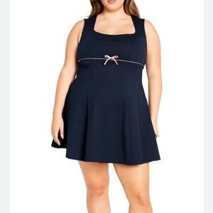 City Chic Navy Blue Mini Skirt with Pink Accent